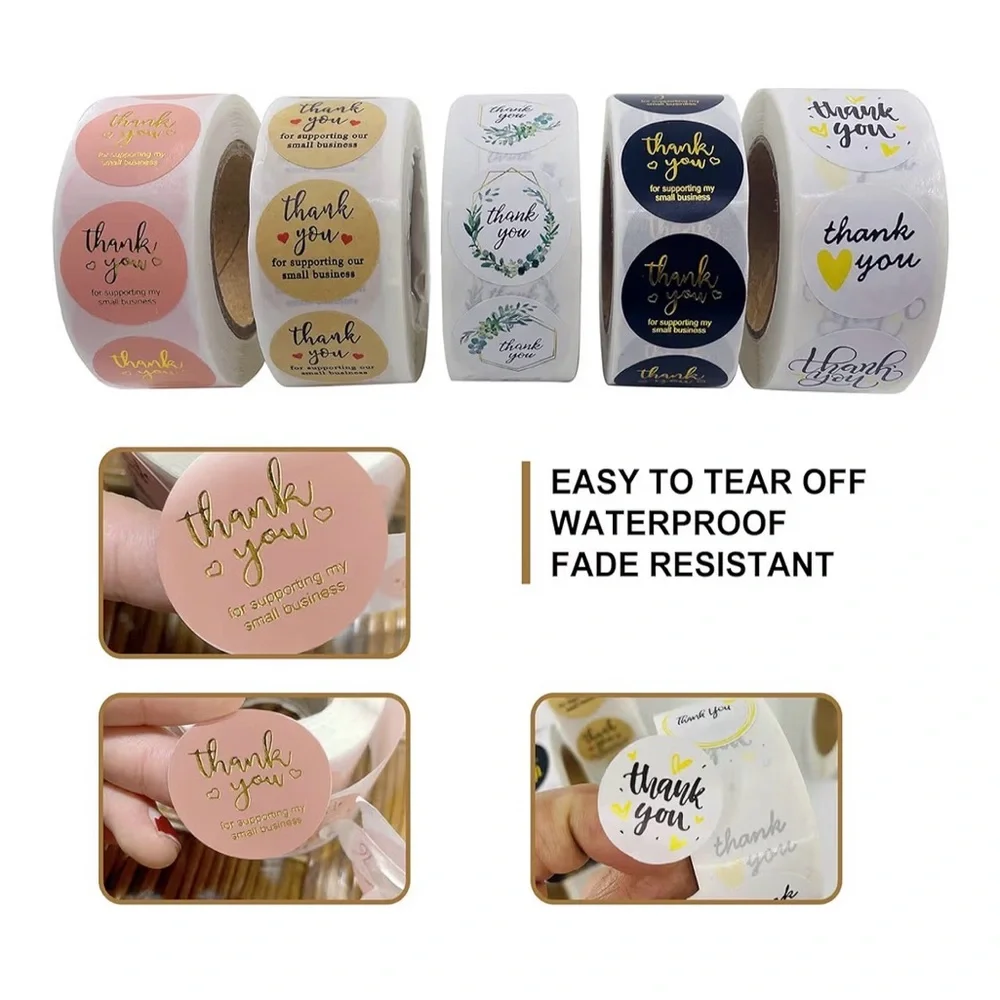 Thank You Stickers Roll for Small Business - Multicolor